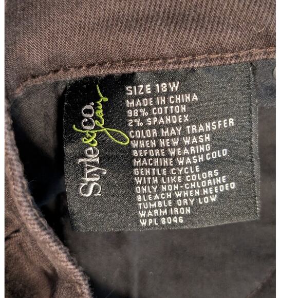 Style & Co. Chocolate Brown Easy Jean Womens' Size 18W - Picture 4 of 10